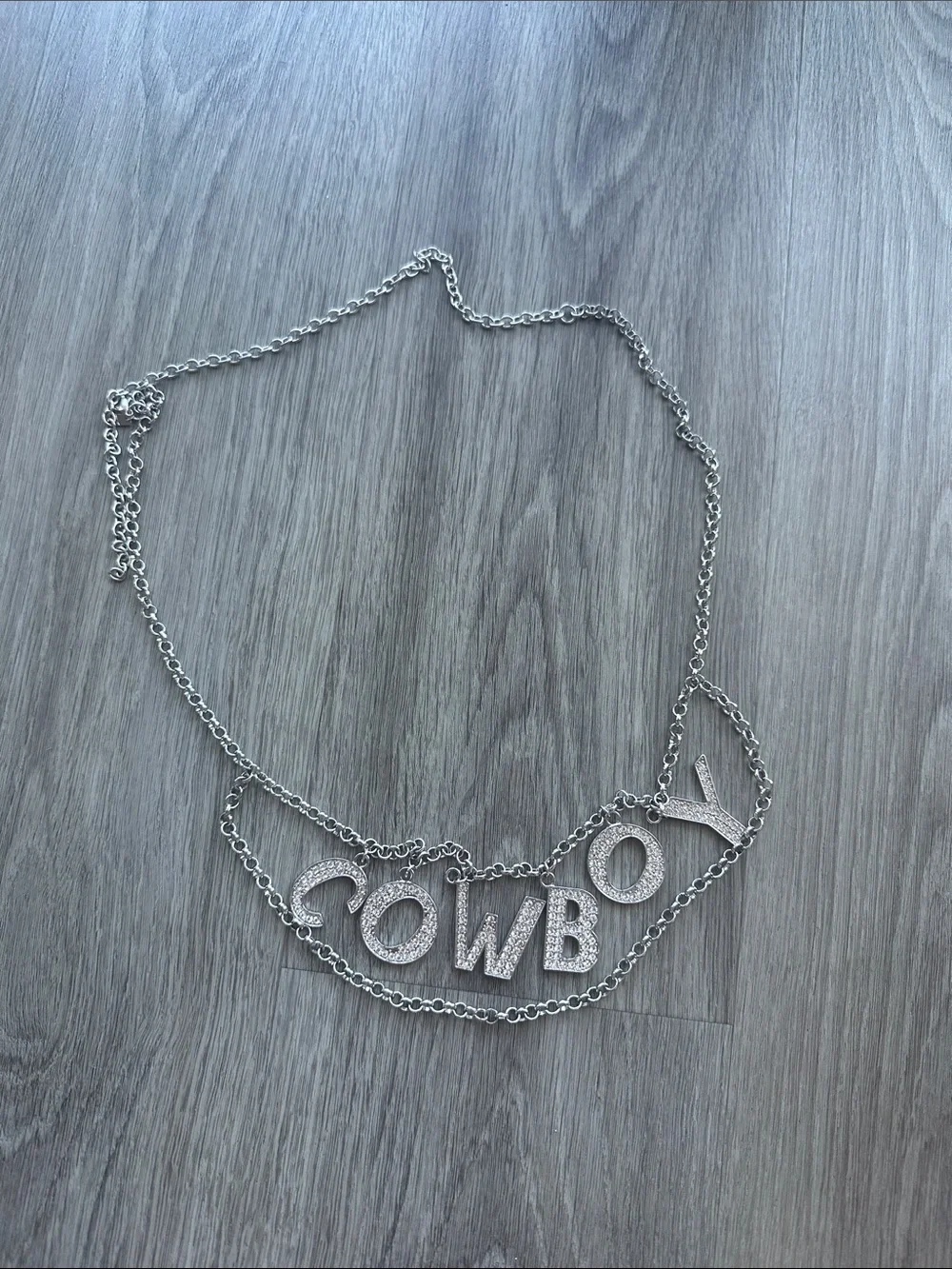 Cowboy rhinestone Lettering belt- silver